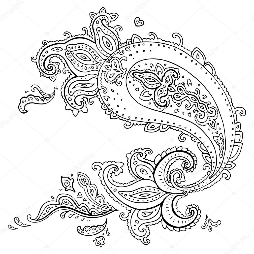 Hand Drawn Paisley ornament.