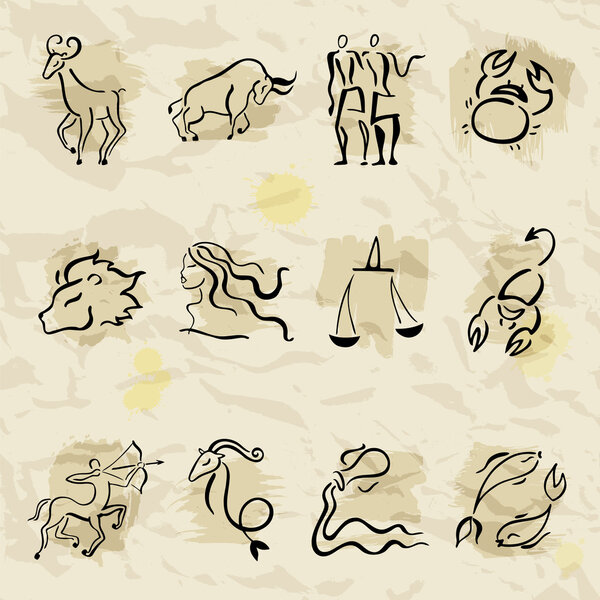 Horoscope Zodiac Star signs, vector set.