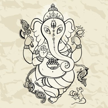 Ganesha el çizilen illüstrasyon.