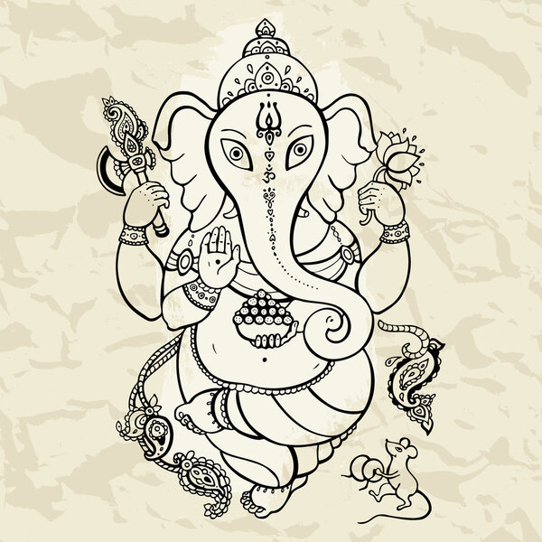 Ganesha Hand drawn illustration.