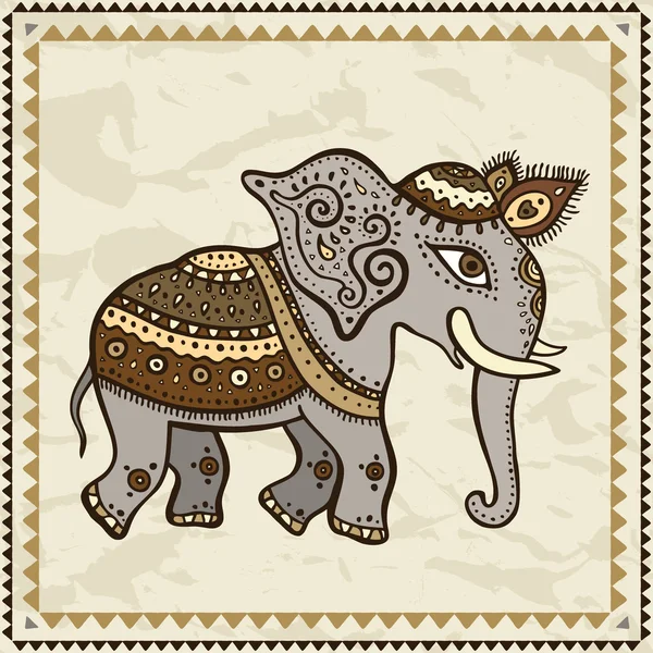 Ethnic elephant. Indian style. — Stock Vector