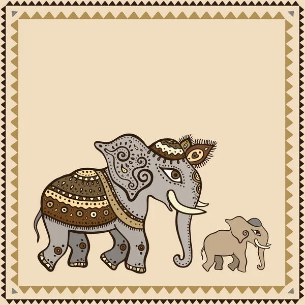 Ethnic elephant. Indian style. — Stock Vector