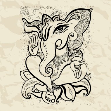Ganesha Hand drawn illustration. clipart