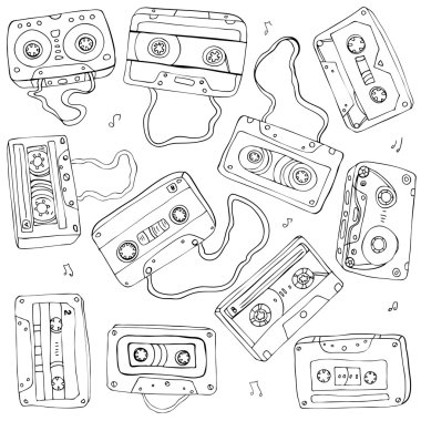 retro kaset şerit kümesi