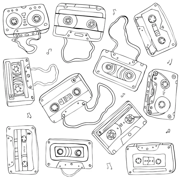 レトロなカセット テープのセット — ストックベクタ
