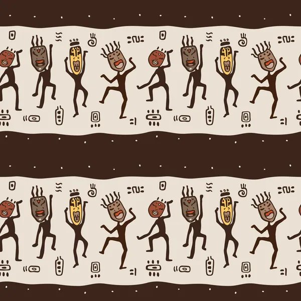 Танцующие фигуры в африканских масках . — стоковый вектор