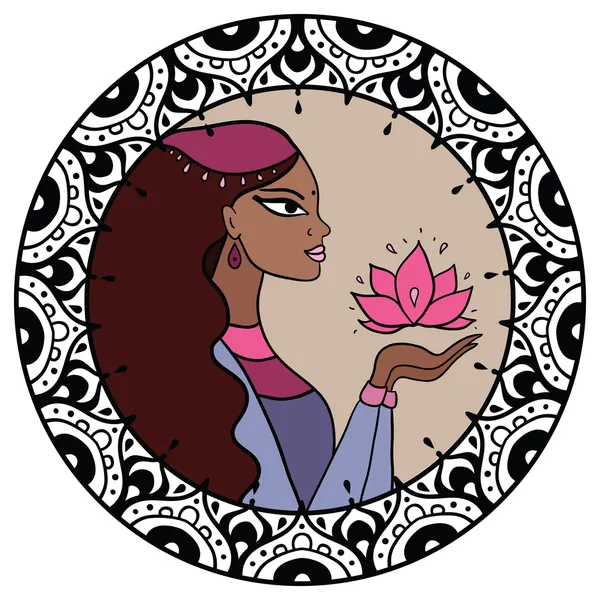 Mujer india con loto . — Archivo Imágenes Vectoriales