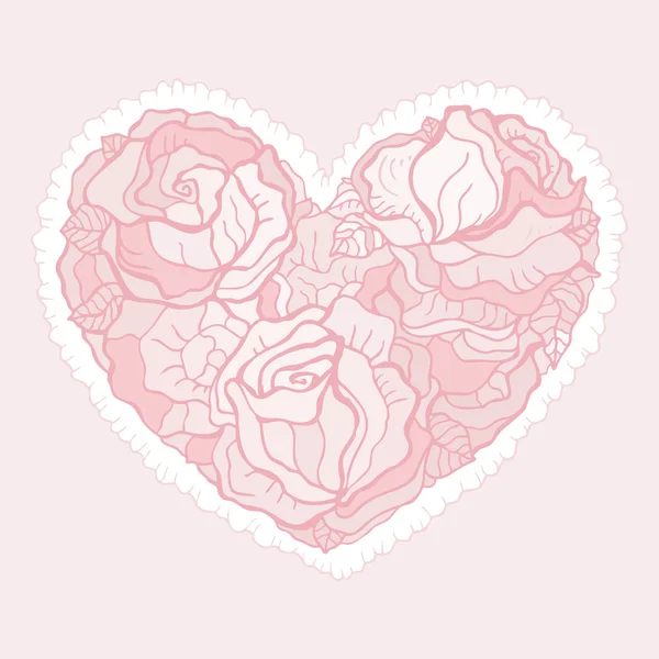Heart of flowers roses. — Stock Vector