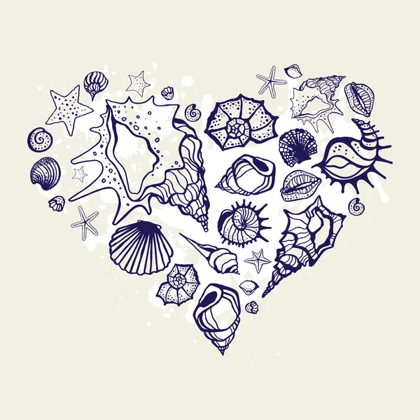 Heart of the shells. — Stock Vector