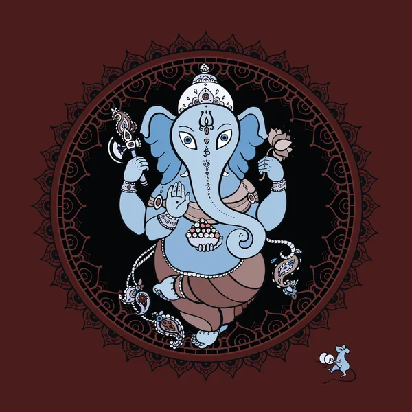 Ganesha Illustrazione disegnata a mano . — Vettoriale Stock