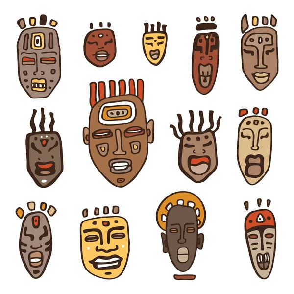 Set de masques africains. — Image vectorielle