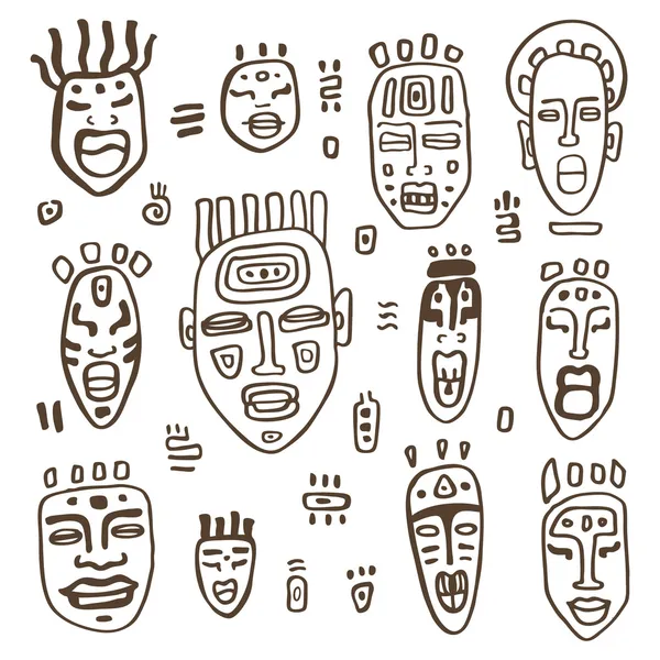 Set de masques africains. — Image vectorielle