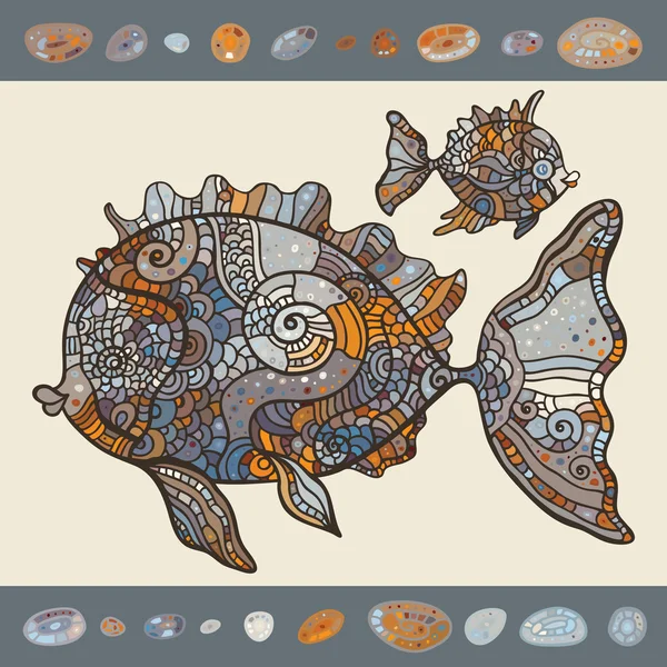 Abstract Cartoon Sea Fish. — Stock Vector