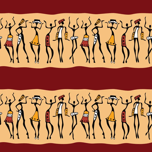 Silueta de bailarines africanos . — Vector de stock