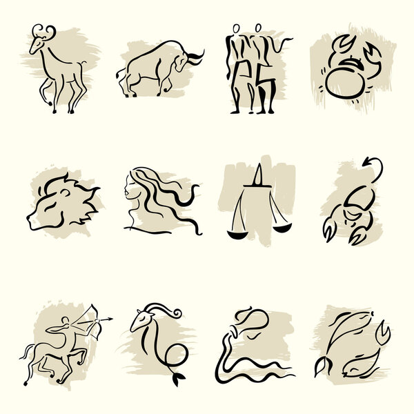 Horoscope Zodiac  Star signs, vector set.