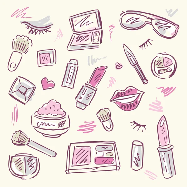 Cosmétiques. Set de maquillage . — Image vectorielle