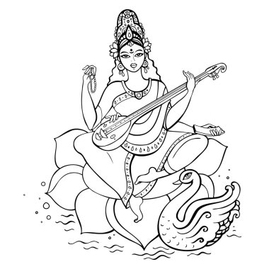 Hindu Goddess Saraswati. clipart
