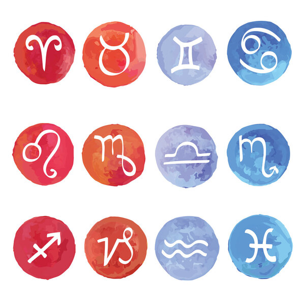 Watercolor Zodiac set.