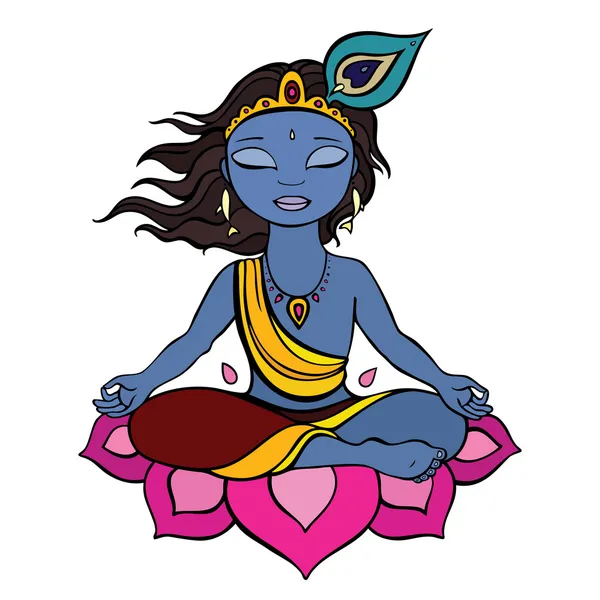 Hinduistischer Gott Krishna. — Stockvektor