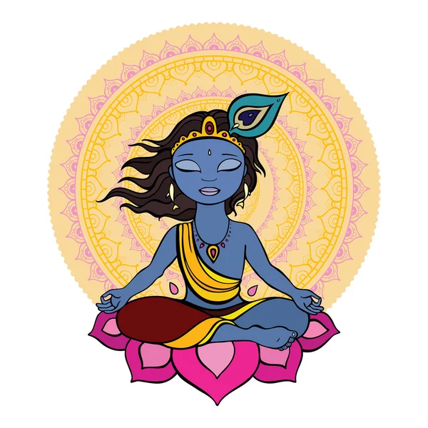 Hinduistischer Gott Krishna. — Stockvektor