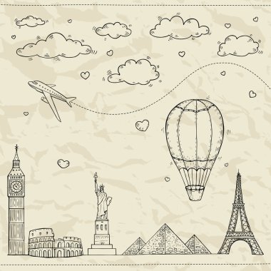 seyahat ve Turizm illüstrasyon.