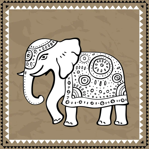 Ethnic elephant.  Indian style. — Stock Vector