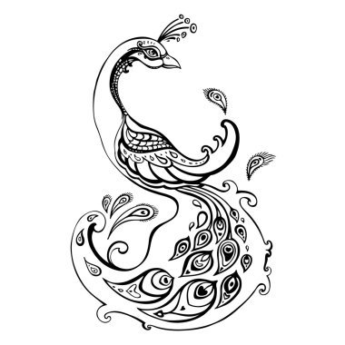 Tavus kuşu. Dekoratif vektör çizim.