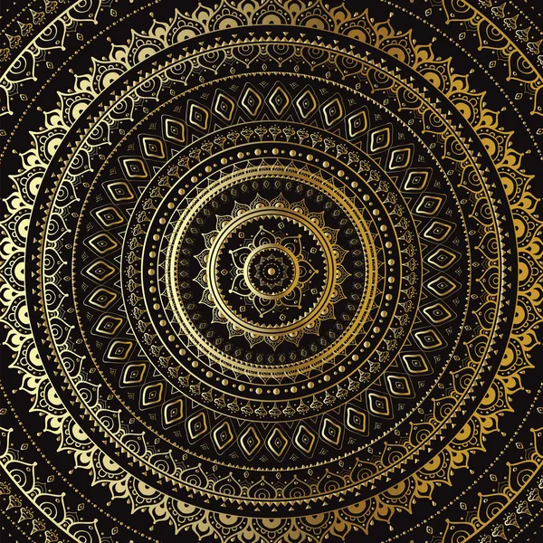 Mandala d'oro. Modello decorativo indiano . — Vettoriale Stock