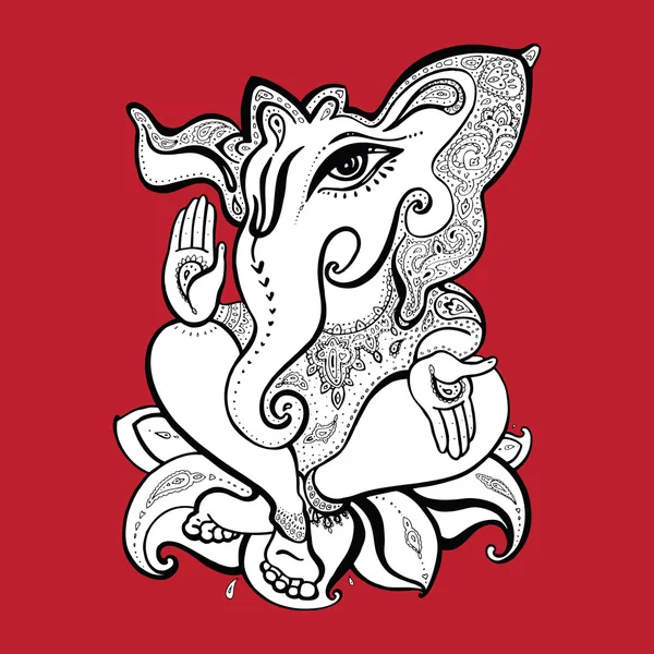 Ganesha ilustração desenhada à mão . — Vetor de Stock