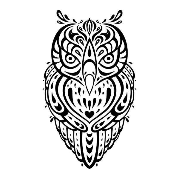 Декоративна сова. Етнічний візерунок . — стоковий вектор