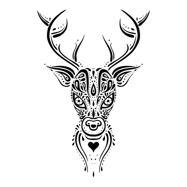 Głowa jelenia. etniczne wzór. — Wektor stockowy