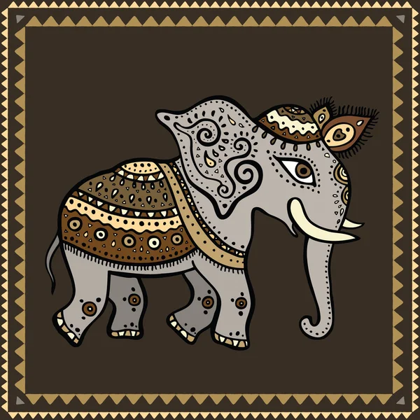 Ethnic elephant.  Indian style. — Stock Vector