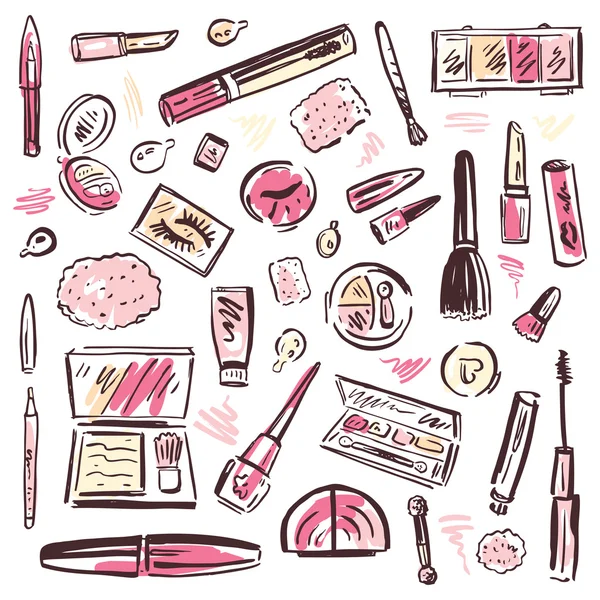 Cosmétiques. Set de maquillage . — Image vectorielle