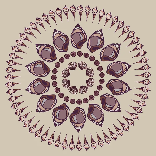 Mandala aus Muscheln. — Stockvektor