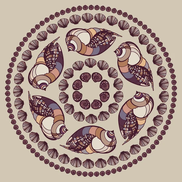 Mandala en coquillages . — Image vectorielle