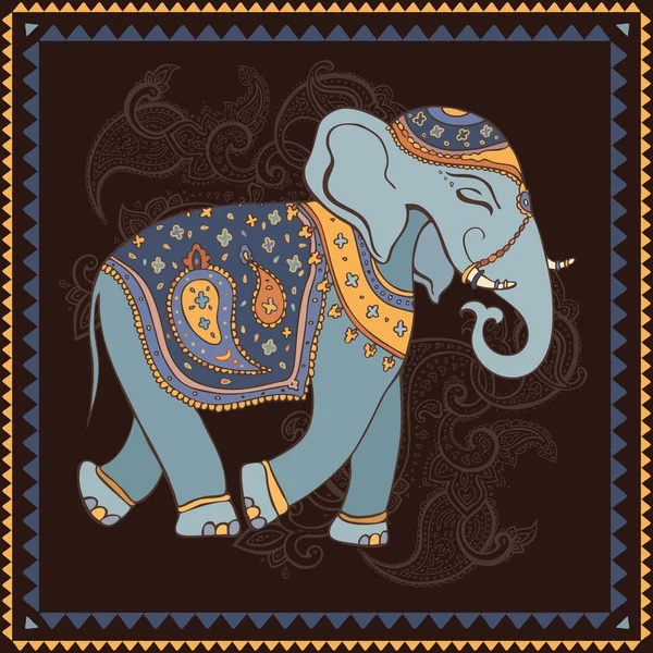 Elephant. Indian style. — Stock Vector