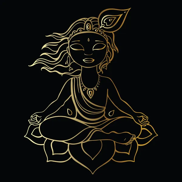 Hindu God Krishna. — Stock Vector