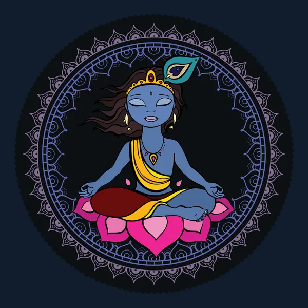 Индуистский бог Кришна . — стоковый вектор