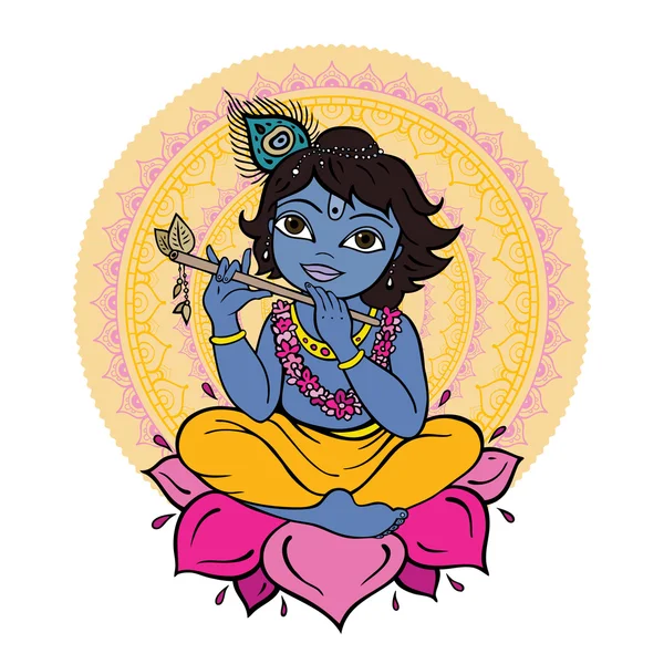 힌두교 신 크리슈나. — 스톡 벡터