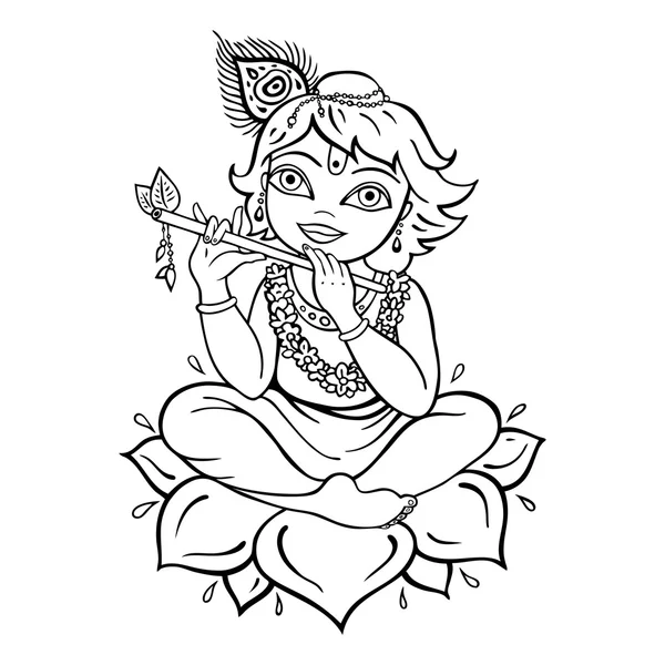 Dios hindú Krishna . — Vector de stock