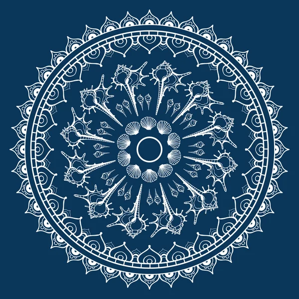 Mandala gemaakt van schelpen. — Stockvector