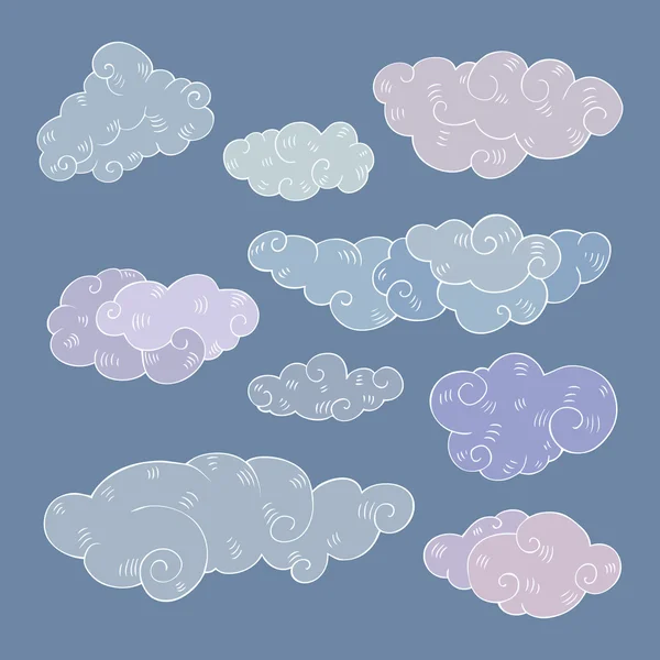 Vintage clouds set. — Stock Vector