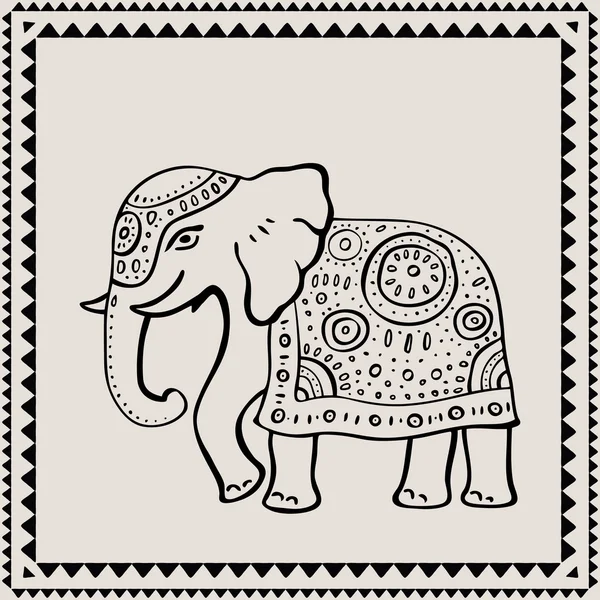 Ethnic elephant.  Indian style. — Stock Vector