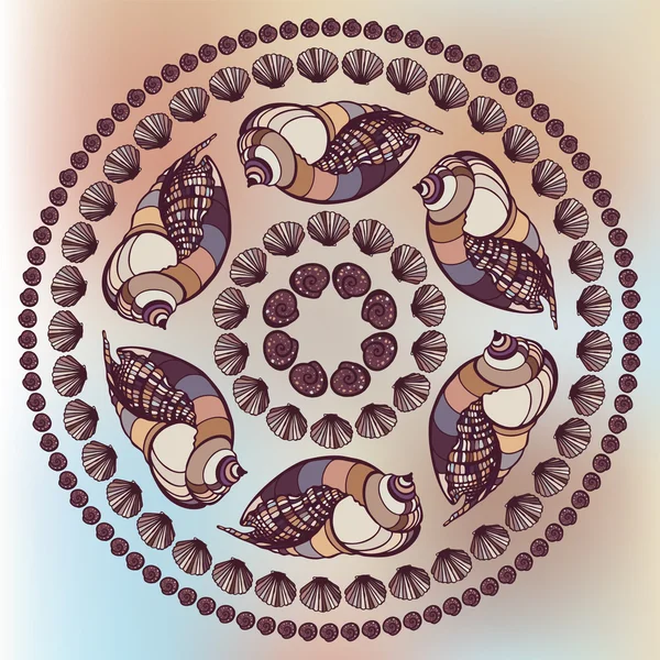 Mandala gjord av snäckskal. — Stock vektor