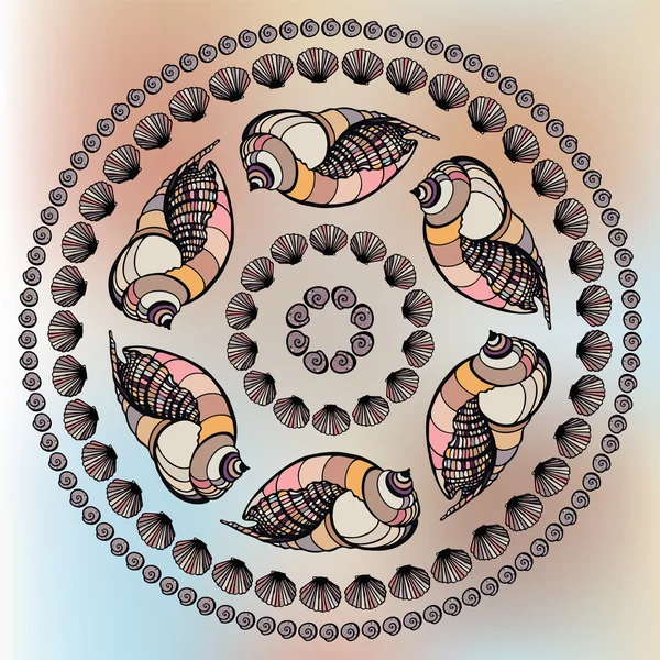 Mandala en coquillages . — Image vectorielle