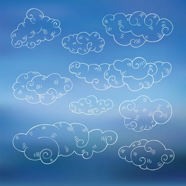 Vintage clouds set. — Stock Vector