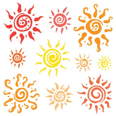 Sun set. vektör el çizilen illüstrasyon.