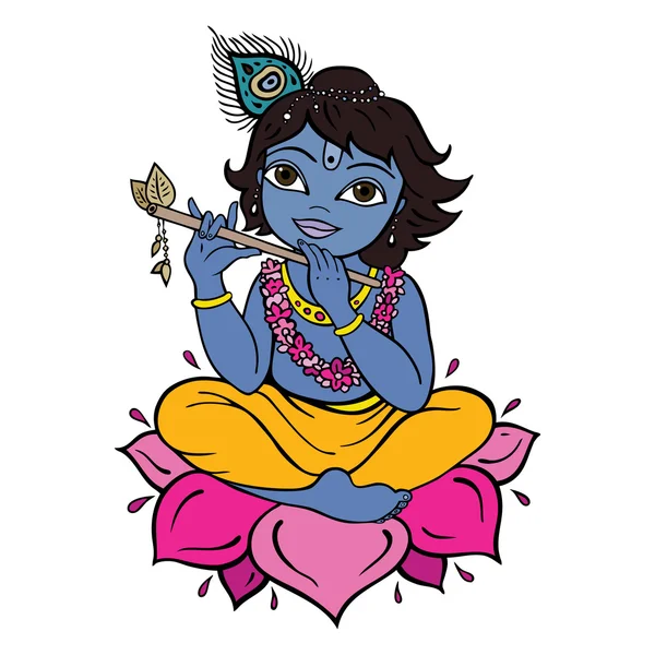 Dios hindú Krishna . — Vector de stock