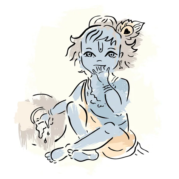 Dieu hindou Krishna . — Image vectorielle