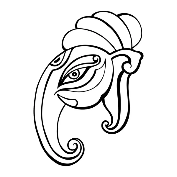 Olifant hoofd... Ganesha hand getekende illustratie. — Stockvector
